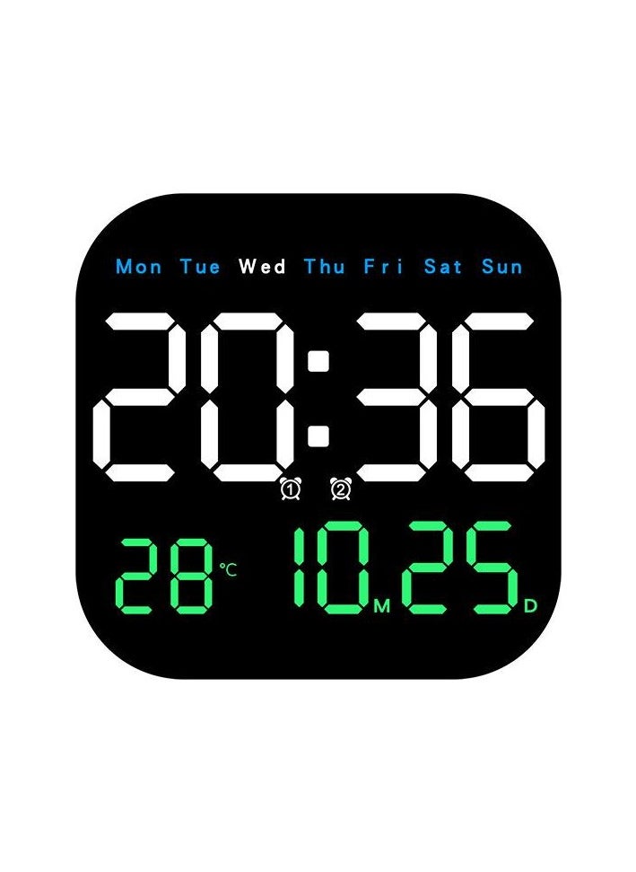 Remote Control Digital Wall Clock with Temperature, Date, Countdown, Dual Alarms, Auto Dimmable LED Display, Plug-In Desk Clock with DST Feature, Large Display for Office, Home, or Gym