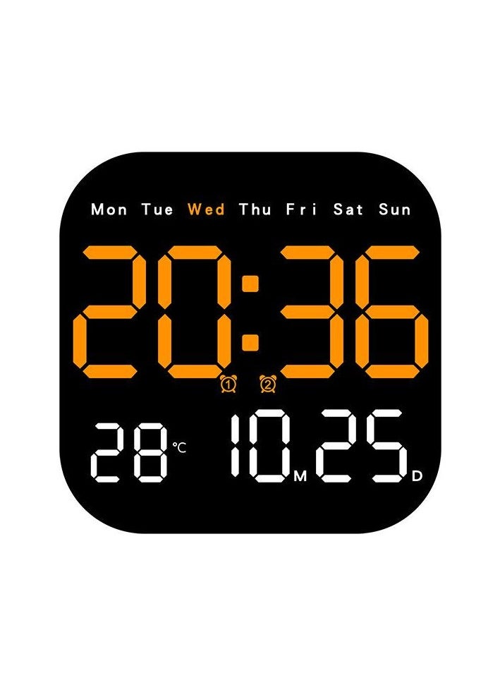 Remote Control Digital Wall Clock with Temperature, Date, Countdown, Dual Alarms, Auto Dimmable LED Display, Plug-In Desk Clock with DST Feature, Large Display for Office, Home, or Gym