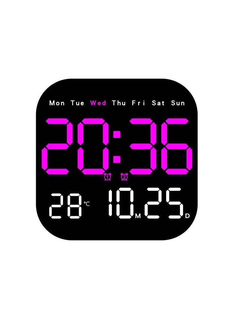 Remote Control Digital Wall Clock with Temperature, Date, Countdown, Dual Alarms, Auto Dimmable LED Display, Plug-In Desk Clock with DST Feature, Large Display for Office, Home, or Gym