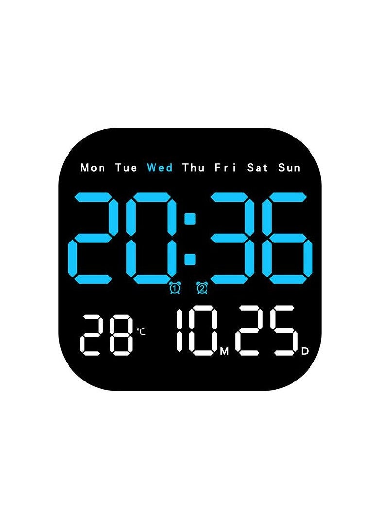 Remote Control Digital Wall Clock with Temperature, Date, Countdown, Dual Alarms, Auto Dimmable LED Display, Plug-In Desk Clock with DST Feature, Large Display for Office, Home, or Gym