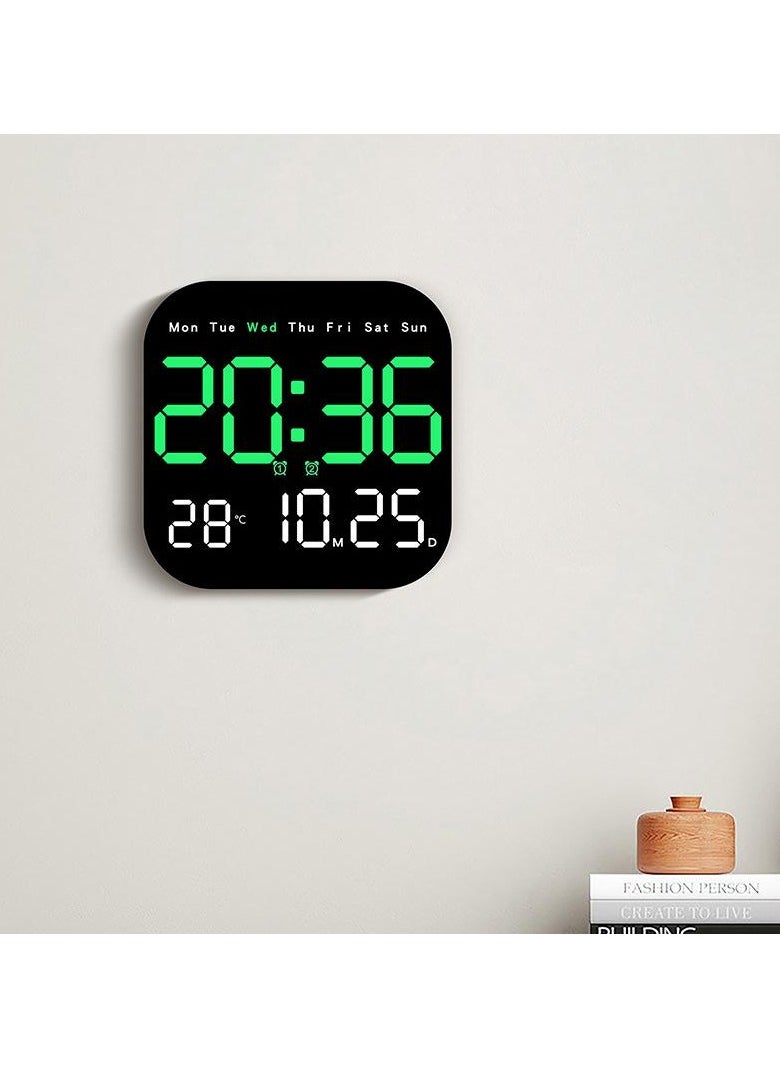 Remote Control Digital Wall Clock with Temperature, Date, Countdown, Dual Alarms, Auto Dimmable LED Display, Plug-In Desk Clock with DST Feature, Large Display for Office, Home, or Gym