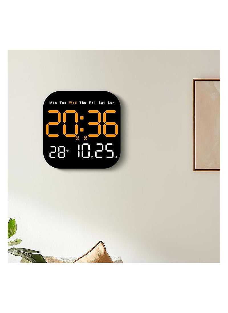 Remote Control Digital Wall Clock with Temperature, Date, Countdown, Dual Alarms, Auto Dimmable LED Display, Plug-In Desk Clock with DST Feature, Large Display for Office, Home, or Gym