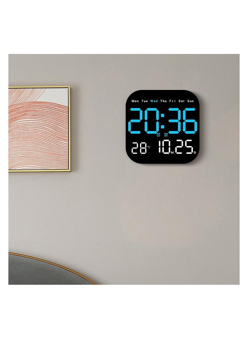 Remote Control Digital Wall Clock with Temperature, Date, Countdown, Dual Alarms, Auto Dimmable LED Display, Plug-In Desk Clock with DST Feature, Large Display for Office, Home, or Gym