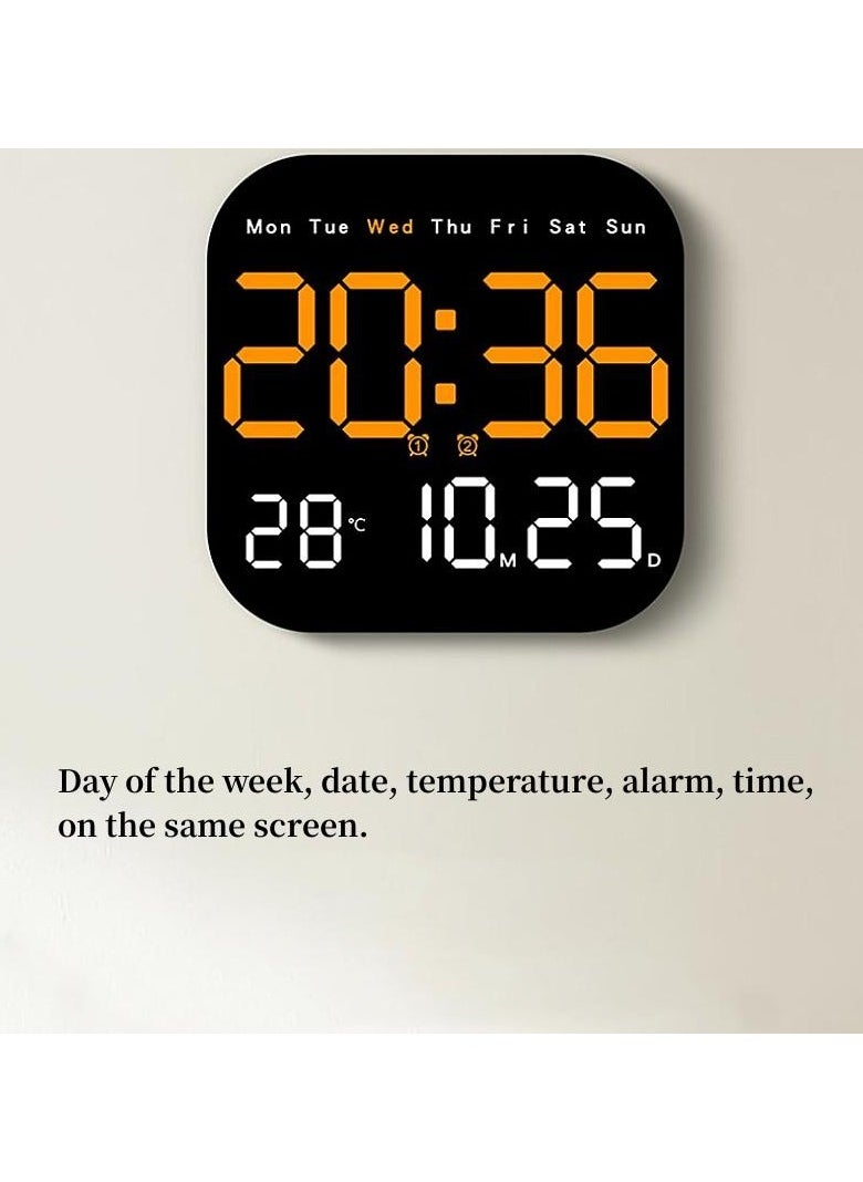 Remote Control Digital Wall Clock with Temperature, Date, Countdown, Dual Alarms, Auto Dimmable LED Display, Plug-In Desk Clock with DST Feature, Large Display for Office, Home, or Gym