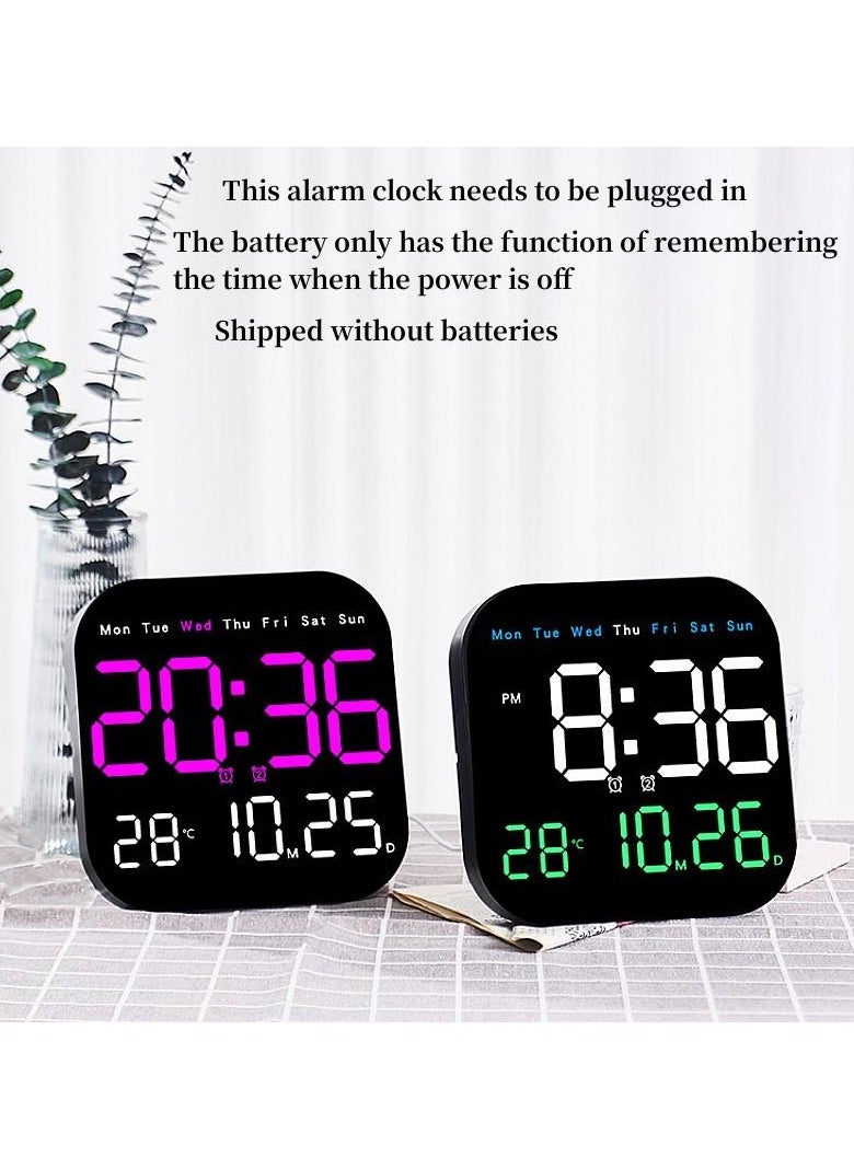 Remote Control Digital Wall Clock with Temperature, Date, Countdown, Dual Alarms, Auto Dimmable LED Display, Plug-In Desk Clock with DST Feature, Large Display for Office, Home, or Gym
