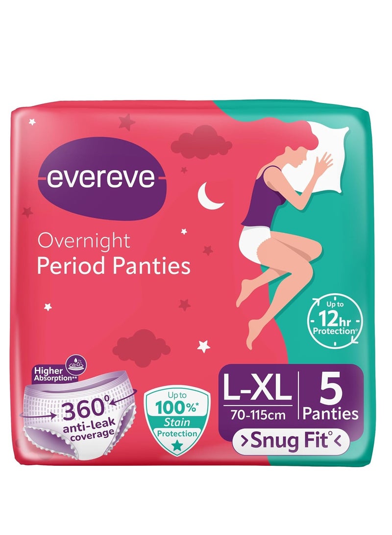 Evereve Ultra Absorbent Disposable Period Panties, L-XL, 5's Pack, 0% Leaks, Sanitary protection for women & Girls, Maternity Delivery Pads, 360 Protection, Postpartum & Overnight use, Heavy Flow - Image 1