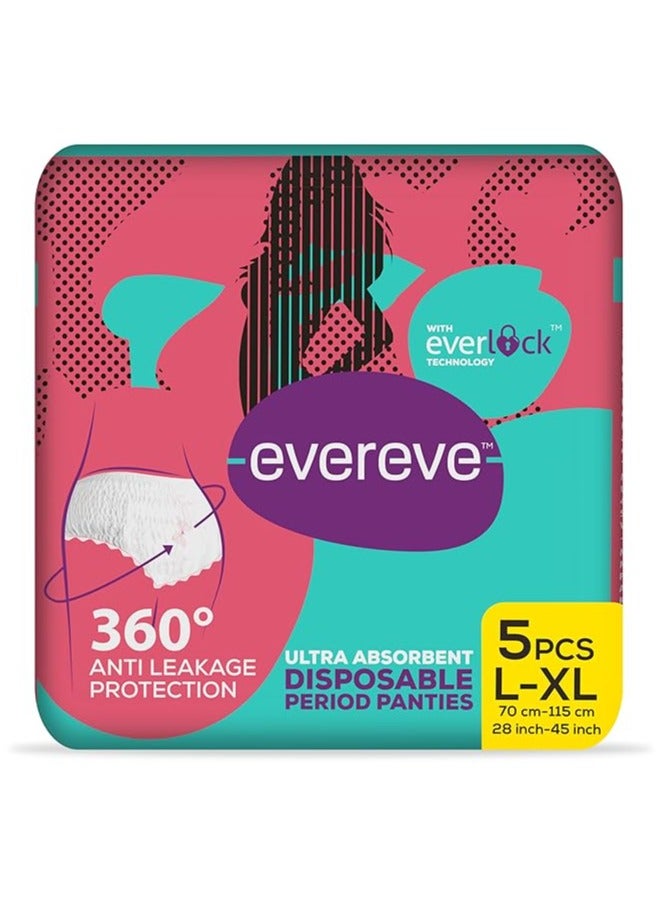 Evereve Ultra Absorbent Disposable Period Panties, L-XL, 5's Pack, 0% Leaks, Sanitary protection for women & Girls, Maternity Delivery Pads, 360 Protection, Postpartum & Overnight use, Heavy Flow - Image 2