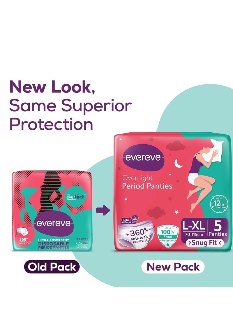 Evereve Ultra Absorbent Disposable Period Panties, L-XL, 5's Pack, 0% Leaks, Sanitary protection for women & Girls, Maternity Delivery Pads, 360 Protection, Postpartum & Overnight use, Heavy Flow - Image 4