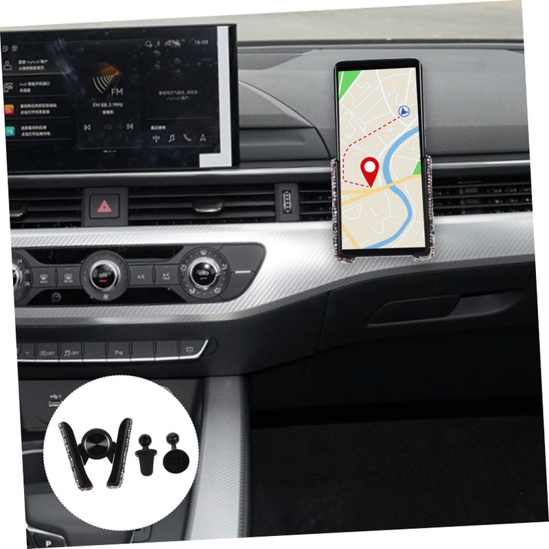 Adjustable Rhinestone Car Phone Holder For Women Air Vent Clip Stylish Gravity Design - Image 5
