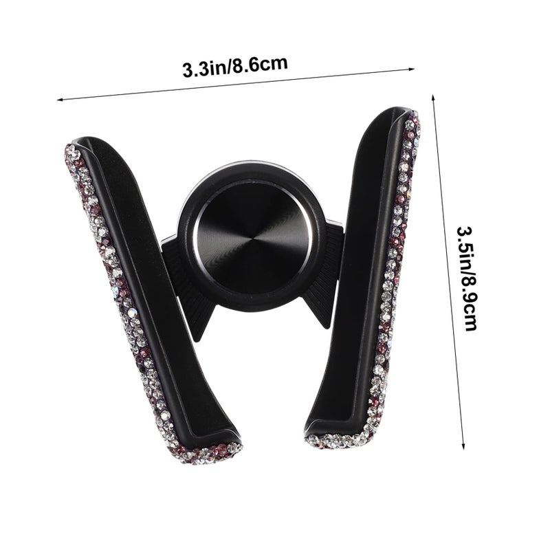 Adjustable Rhinestone Car Phone Holder For Women Air Vent Clip Stylish Gravity Design - Image 3