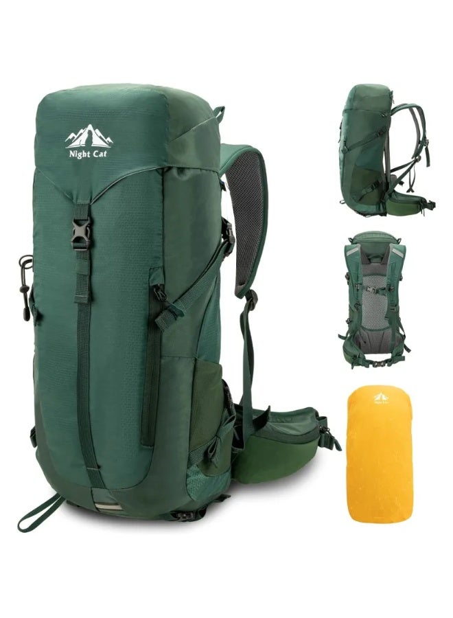 Night Cat Internal-frame Hiking Backpack- 100L Camping Backpack for Men Women Waterproof Rain Cover, Green - Image 1