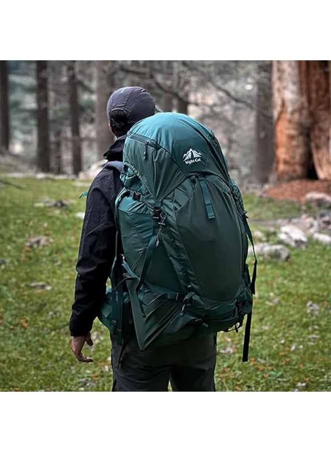 Night Cat Internal-frame Hiking Backpack- 100L Camping Backpack for Men Women Waterproof Rain Cover, Green - Image 2