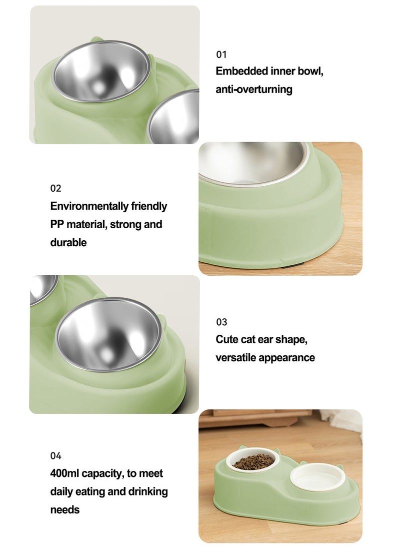 Kidle Stainless Steel Cat Food and Water Bowl Set Double Bowl Cat Bowl Drinking Water Feeding Dog Bowl for Small Medium Dog and Cat - Image 4