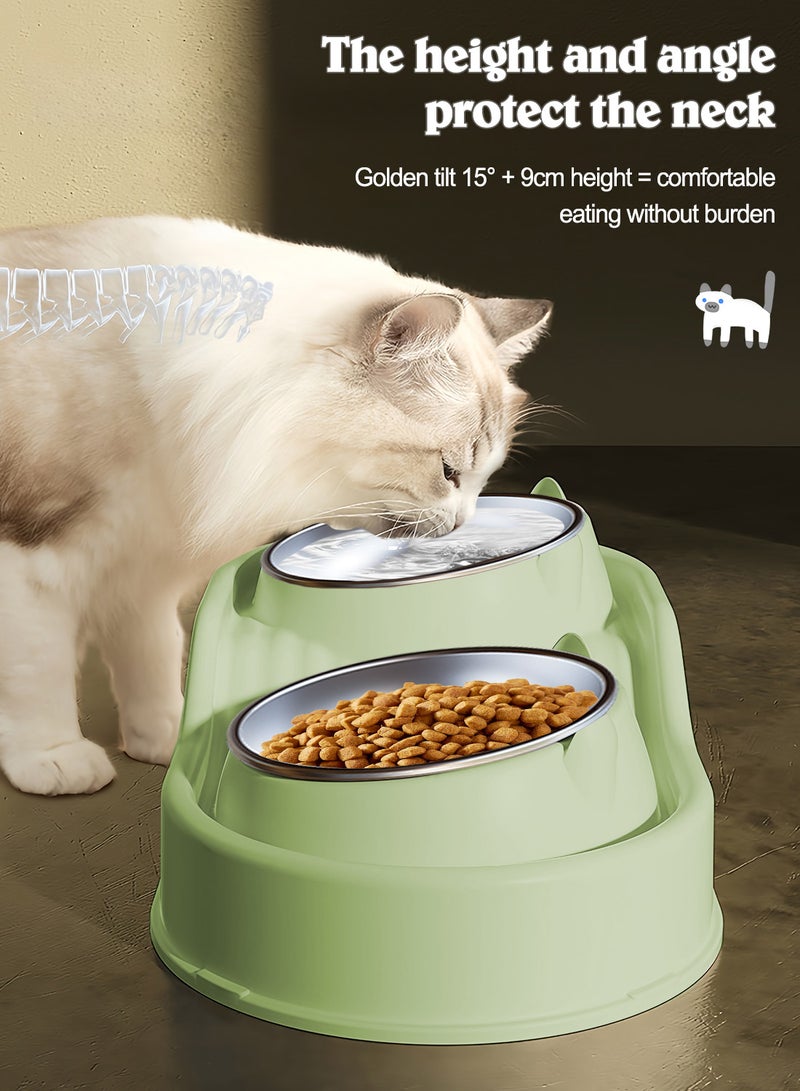 Kidle Stainless Steel Cat Food and Water Bowl Set Double Bowl Cat Bowl Drinking Water Feeding Dog Bowl for Small Medium Dog and Cat - Image 2