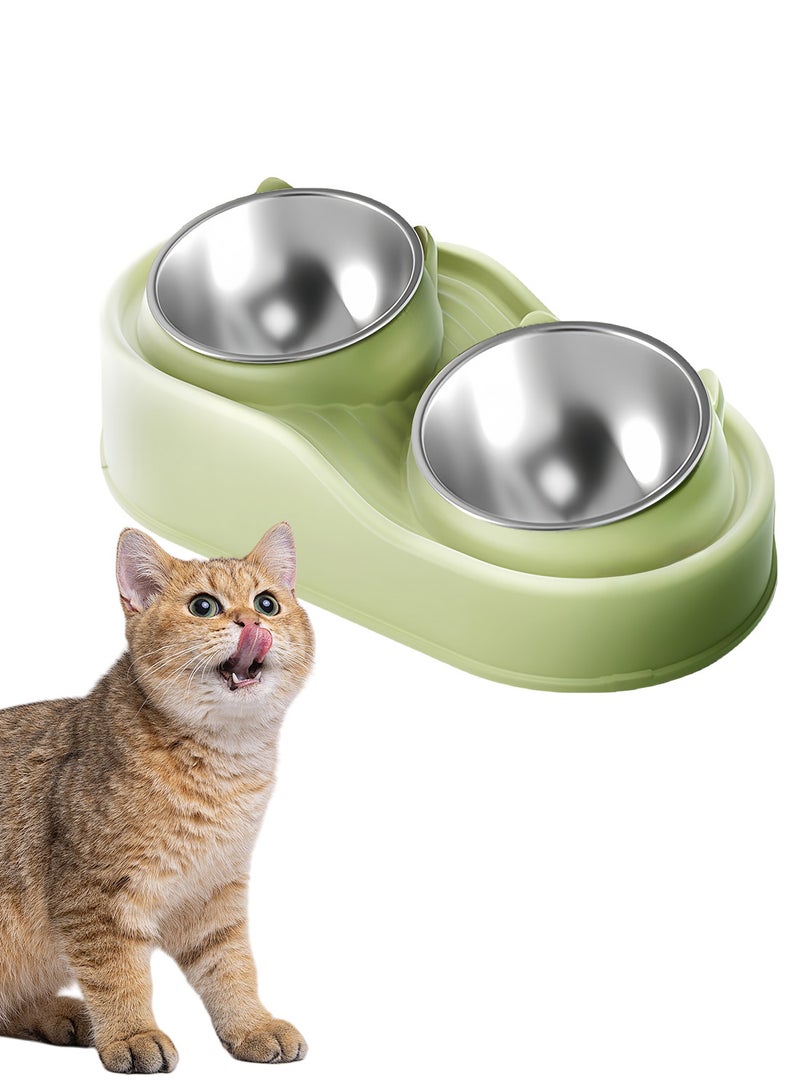 Kidle Stainless Steel Cat Food and Water Bowl Set Double Bowl Cat Bowl Drinking Water Feeding Dog Bowl for Small Medium Dog and Cat - Image 1