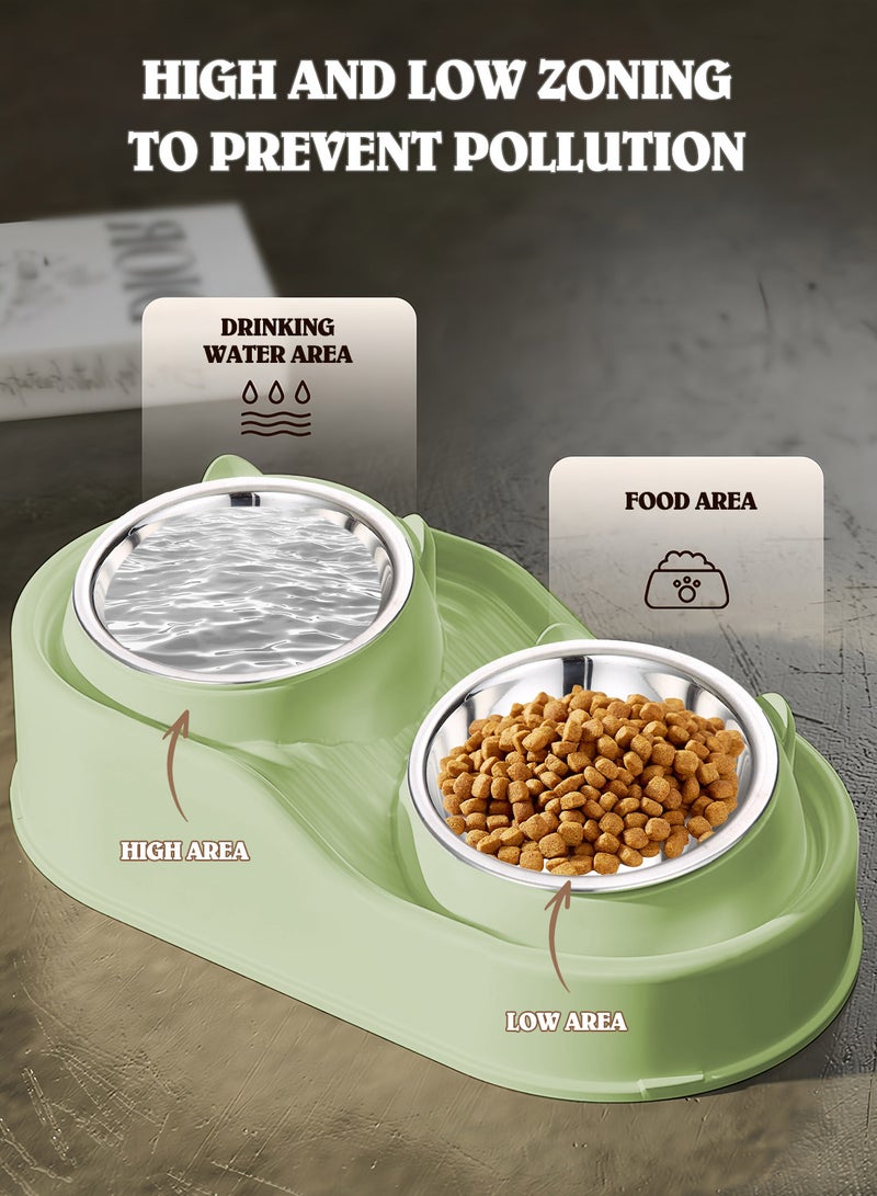 Kidle Stainless Steel Cat Food and Water Bowl Set Double Bowl Cat Bowl Drinking Water Feeding Dog Bowl for Small Medium Dog and Cat - Image 3