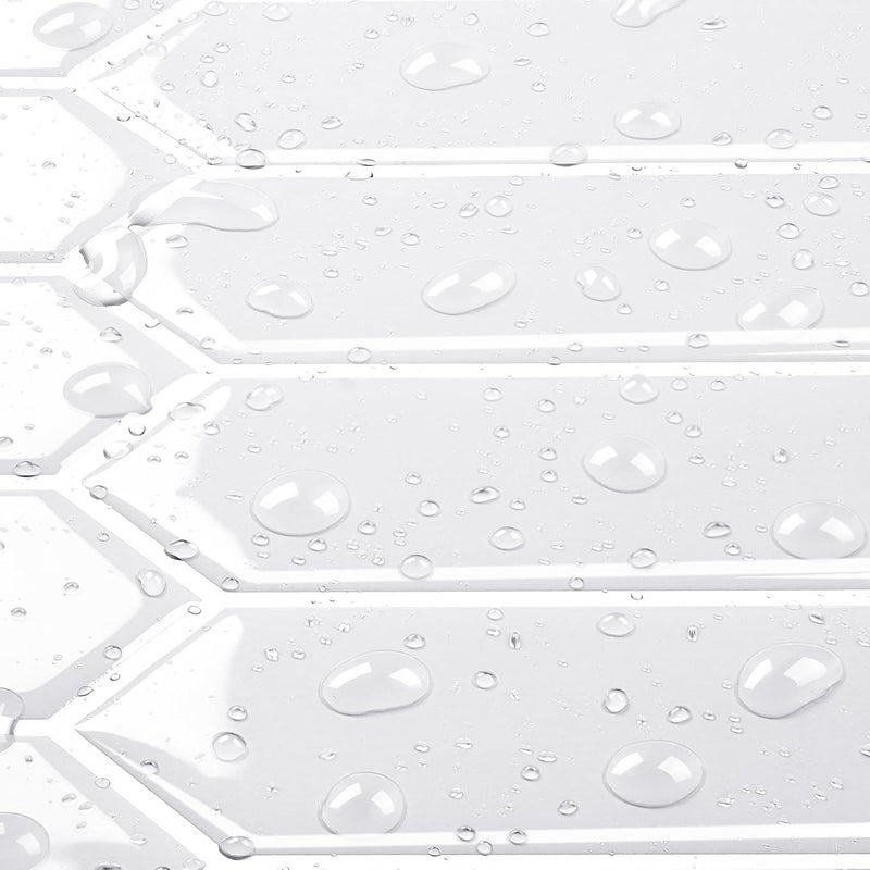Livelynine بلاط حوض الاستحمام الأبيض من ، 16 قطعة، مقاس 12x12 بوصة، قابل للتركيب بسهولة على الجدار، مقاوم للماء، على شكل مستطيل، مناسب لحوض الاستحمام وحوائط الدش في الحمامات، وصديق للمستأجرين. - Image 1