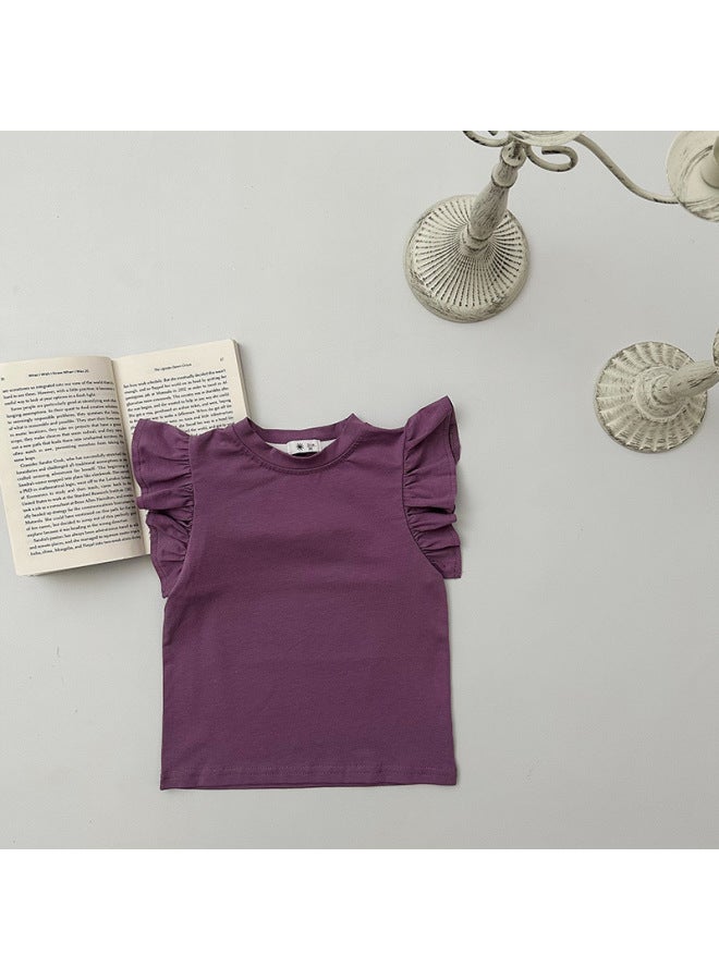 Children's T-shirt Summer New Knitted Cotton Short Sleeve Children's Flying Sleeve Shirt Thin Printed Bottoming Shirt Baby Short Sleeve