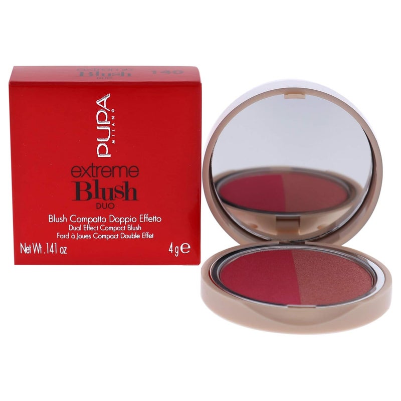 PUPA Milano Extreme Blush Duo  Highly Blendable Formula  Lightweight  Creates A Beautiful SunKissed Appearance  Suitable For All Skin Types  Glow Creamy  140 Radiant Flamingo  0141 Oz