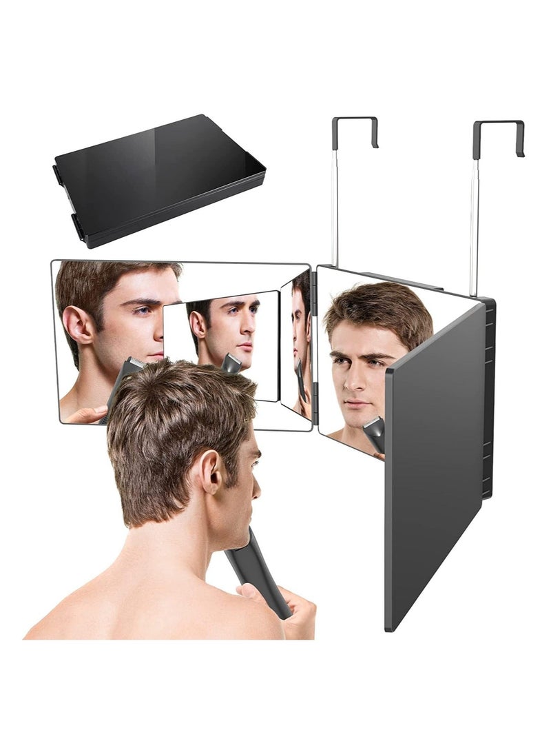 HOMESTAR 3 Way Barber Mirror, LED Self Cut 360° Mirror for Men, USB with Height-Adjustable Telescopic Hook, Suitable Haircut, Hairstyling, Shaving, Grooming, Hair Coloring and Makeup - Image 1