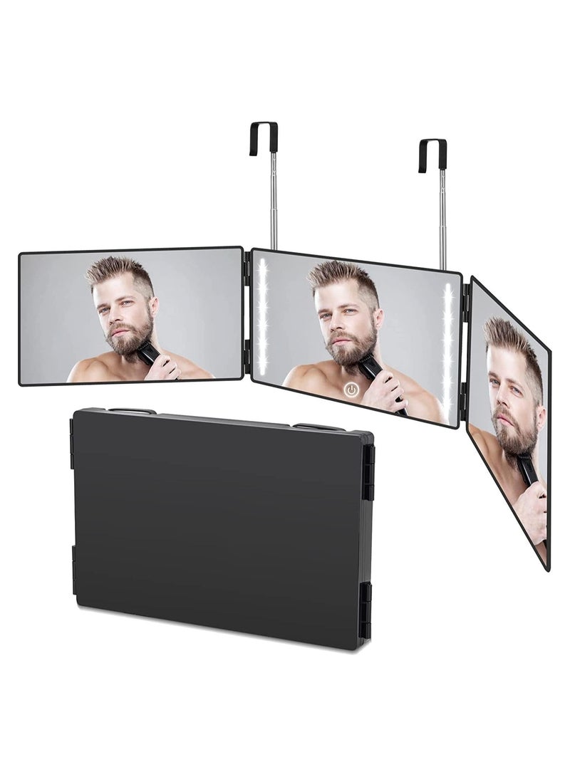 HOMESTAR 3 Way Barber Mirror, LED Self Cut 360° Mirror for Men, USB with Height-Adjustable Telescopic Hook, Suitable Haircut, Hairstyling, Shaving, Grooming, Hair Coloring and Makeup - Image 2
