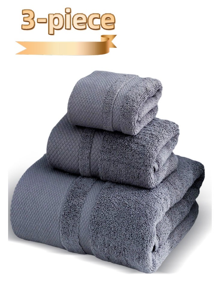 WOLFATION FOR YOU Soft Linen Premium 3 Piece Towel Set, Bath Towel & Hand Towel & Wash towel, 400 GSM 100% Cotton Towels for Bathroom, grey Towel Set - Image 1