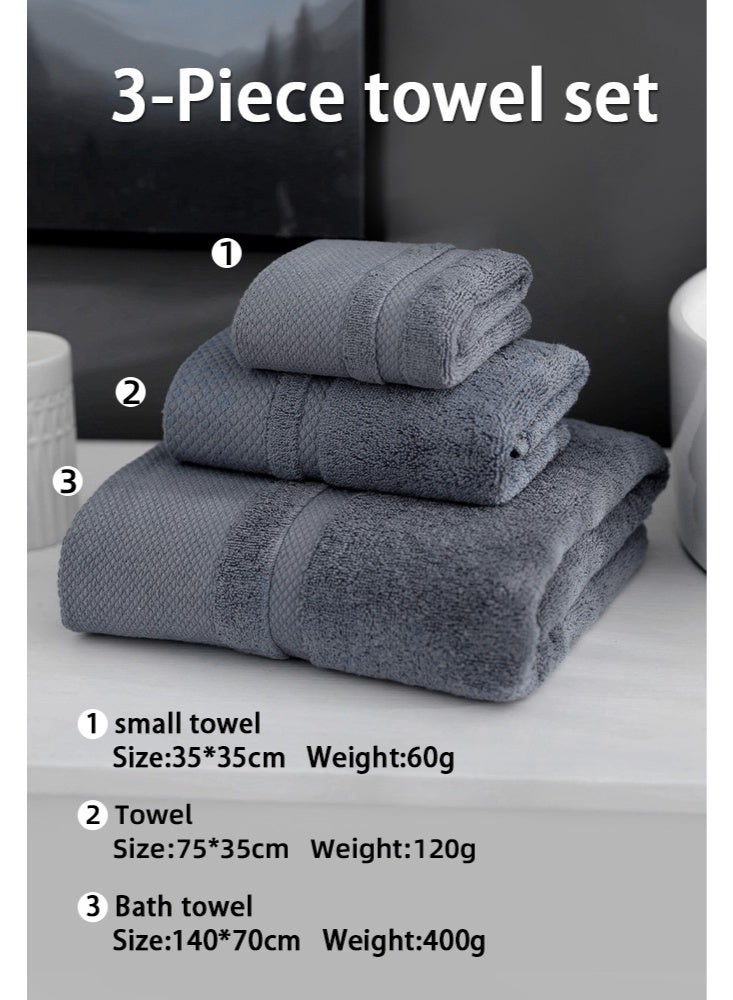 WOLFATION FOR YOU Soft Linen Premium 3 Piece Towel Set, Bath Towel & Hand Towel & Wash towel, 400 GSM 100% Cotton Towels for Bathroom, grey Towel Set - Image 5