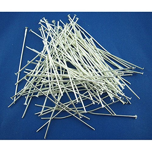 200 PCS Flat Head Pins Jewelry Making Needles Earrings Beading Findings Bracelets Necklaces Beads Connector Accessories Materials Silver Head Pin 55 mm