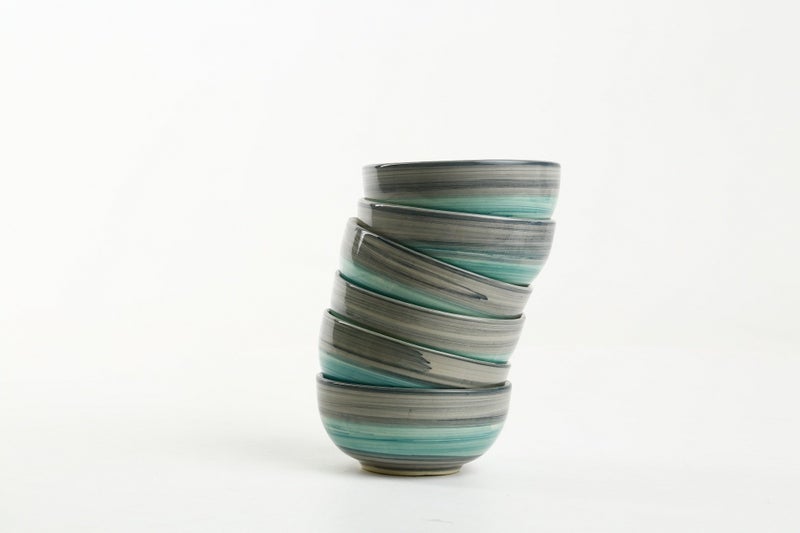 Caffeine Ceramic Handmade Sea Green Dining Bowl (Set of 6) - Image 1