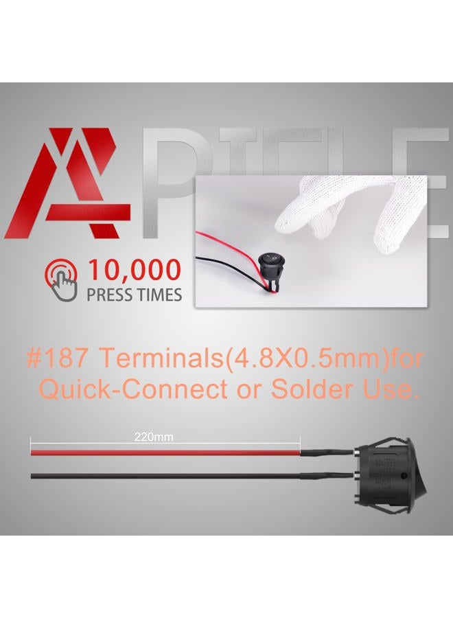 APIELE 10Pcs Rocker Switch ON Off KCD1 Mini Round Toggle Switch SPST 2Pin Snap-in Design Car Boat Automotive with Wires Pre-Wired AC 6A/250V 10A/125V 12VDC - Image 3