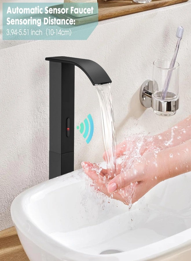 ZHIXINGKX Touchless Bathroom Sink Faucets for 1 Hole, Hands-Free Automatic Motion Sensor Faucets with Tall Body,Black Waterfall Sink Faucets for Bathroom (Tall Body, Black) - Image 2