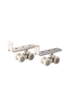 Excefore Metal Sliding Track Closet, 2 Pcs Pocket Door Roller Wheel Set, Cabinet Sliding Door Pulley 4-Wheel  - Image 1