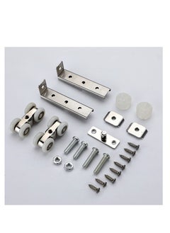 Excefore Metal Sliding Track Closet, 2 Pcs Pocket Door Roller Wheel Set, Cabinet Sliding Door Pulley 4-Wheel  - Image 2