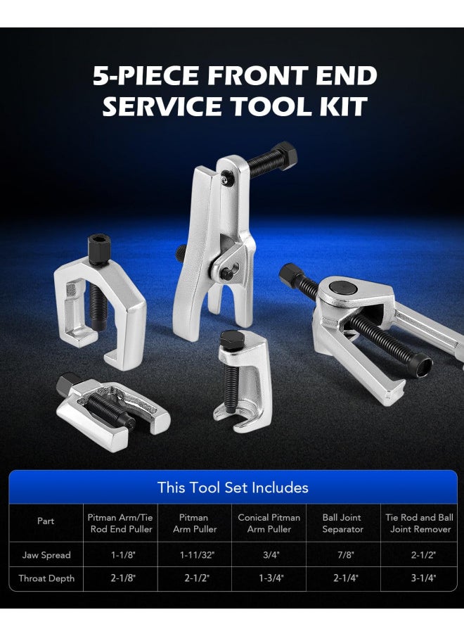 Orion Motor Tech OMT 5-in-1 Ball Joint Separator, Pitman Arm Puller, Tie Rod End Tool Set for Front End Service, Splitter Removal Kit (RD06)  - Image 1