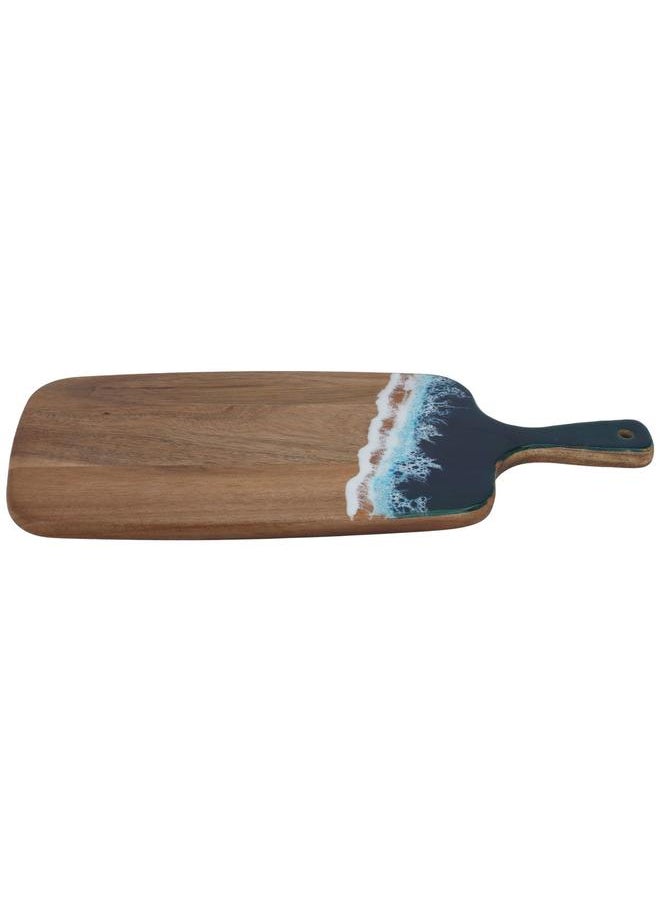 Alsaif Wooden Sweet Serving Board 1.5 X 18 X 43.2 Cm Sea Wave Pattern Rectangle Handle Brown  - Image 1