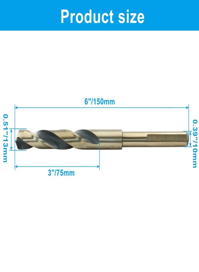 Bivethoi Reduced Shank Twist Drill Bits 13mm Black Nitride & Gold Titanium Coated High Speed Steel 4341 with 10mm Shank for Drilling Steel Plate - Image 3