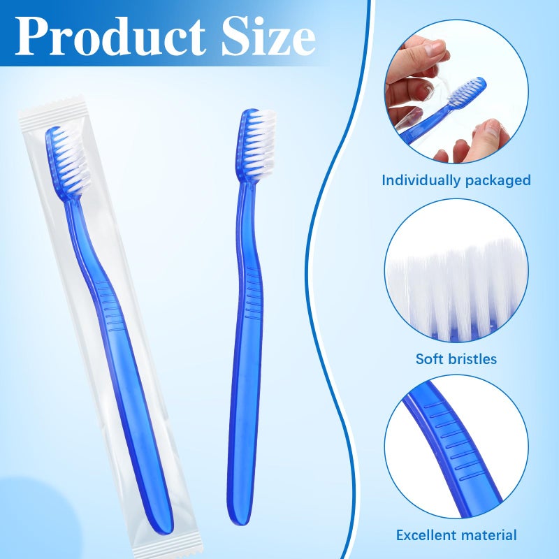 Ziliny 100 Pcs Prepasted Disposable Toothbrushes Bulk Individually Wrapped Pre Pasted Soft Bristle Set Travel Colorful Toothbrushes for Homeless Gift Hotel Camping Travel - Image 2