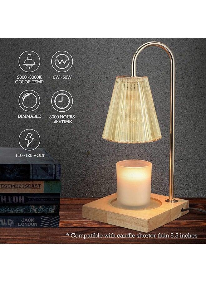 LENND Candle Warmer Lamp with 2 Bulbs Compatible with Jar Candles Vintage Electric Candle Lamp Dimmable Candle Melter Top Melting for Scented Wax  - Image 3