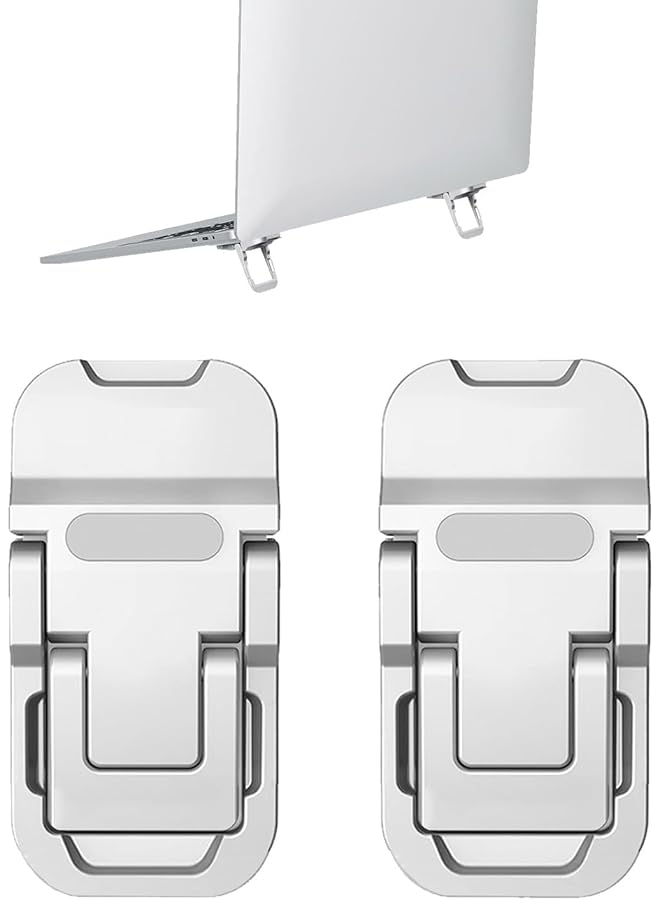erorex Ergonomic Laptop Keyboard Kickstand Foldable Self Adhesive Mini Invisible Computer Keyboard Riser Adjustable Height For Macbook Dell Hp And Other 10 17 Inches Laptop 2Pcs Silver - Image 1