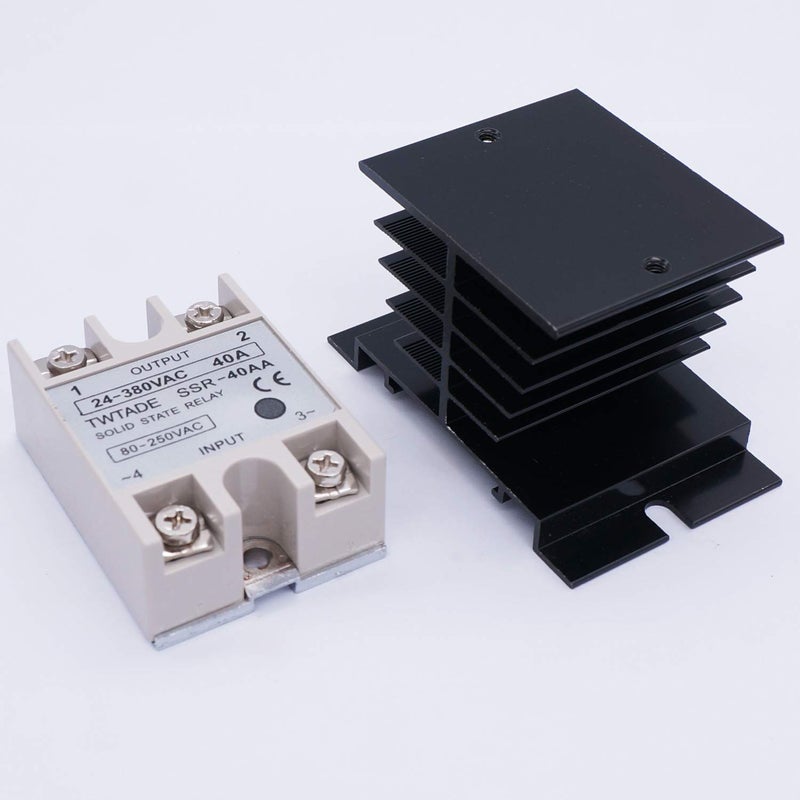 TWTADE SSR-40 AA 40A AC 80-250V to AC 24V-380V SSR Solid State Relay + Heat Sink - Image 3