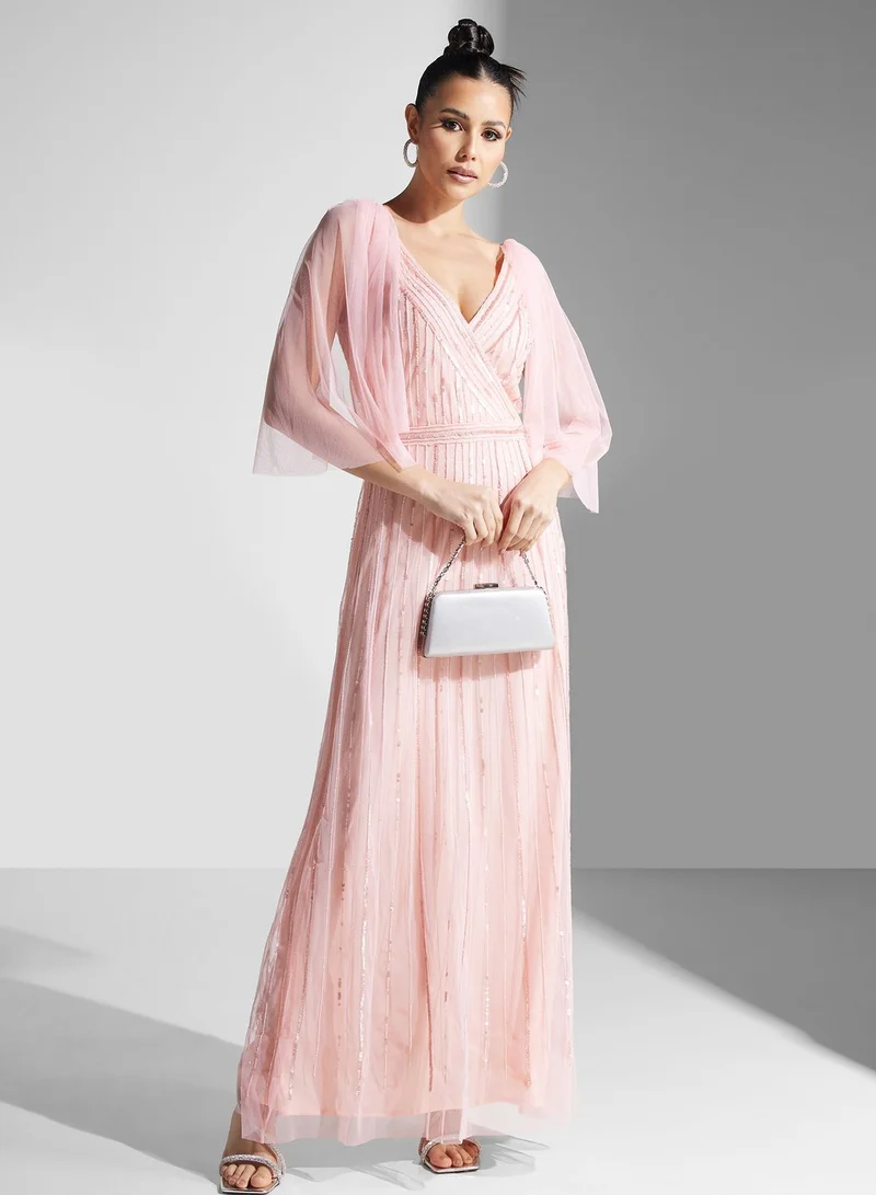 Namshi x Pink Cape Sleeve Dress