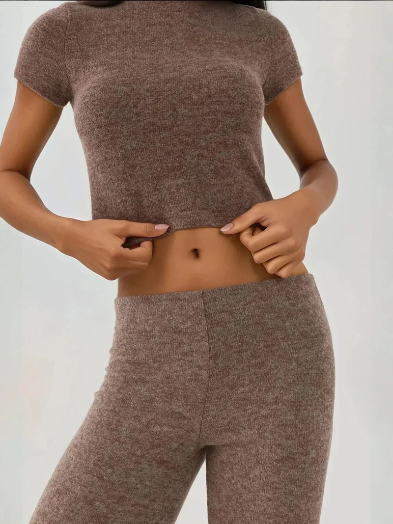 زوبعة بنطلون محبوك ناعم بخصر مطاطي