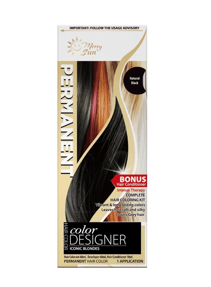 ميلاد سعيد صبغة شعر دائمة من ميري صن - أسود طبيعي - Image 1