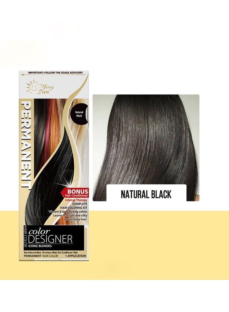 ميلاد سعيد صبغة شعر دائمة من ميري صن - أسود طبيعي - Image 2