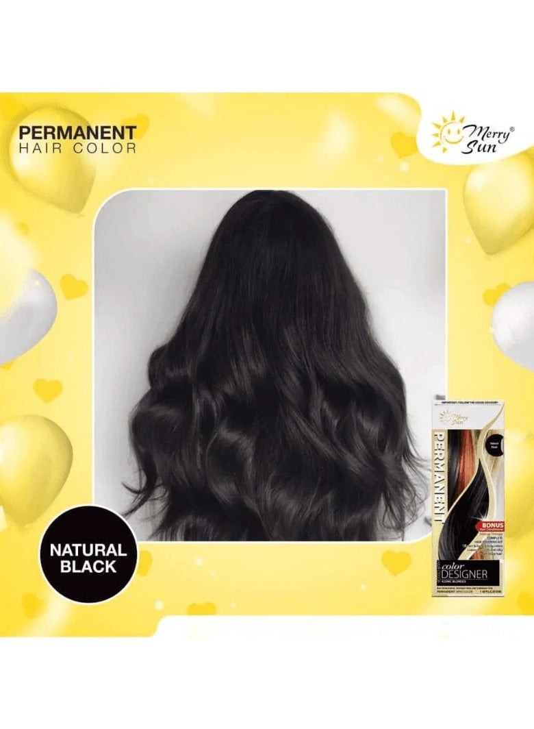 ميلاد سعيد صبغة شعر دائمة من ميري صن - أسود طبيعي - Image 3