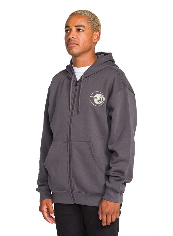 Volcom Men's Roundabout Zip Hoodie Fleece Sweatshirt, Brute Asphalt Black, L - Image 3