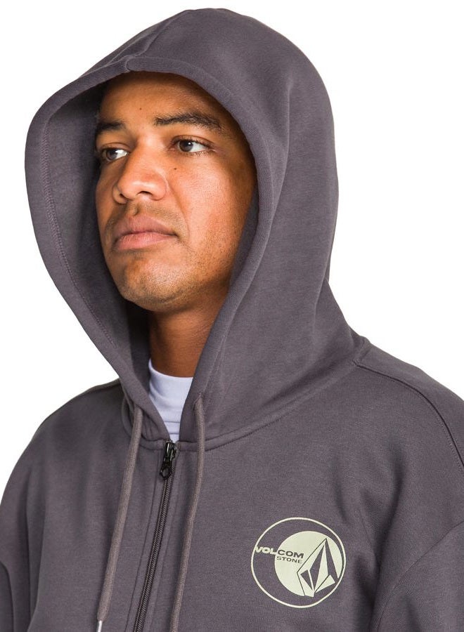 Volcom Men's Roundabout Zip Hoodie Fleece Sweatshirt, Brute Asphalt Black, L - Image 4