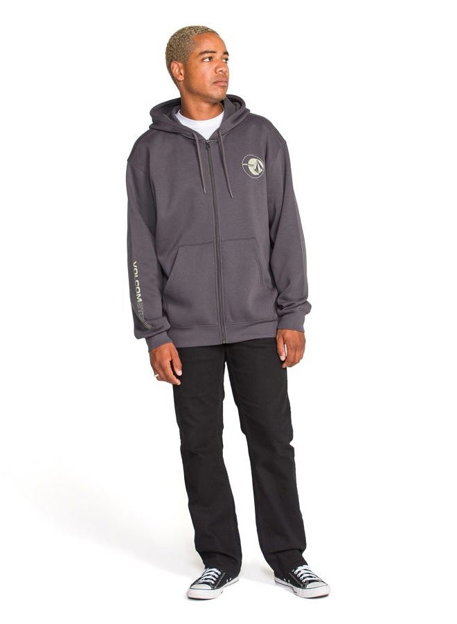 Volcom Men's Roundabout Zip Hoodie Fleece Sweatshirt, Brute Asphalt Black, L - Image 2
