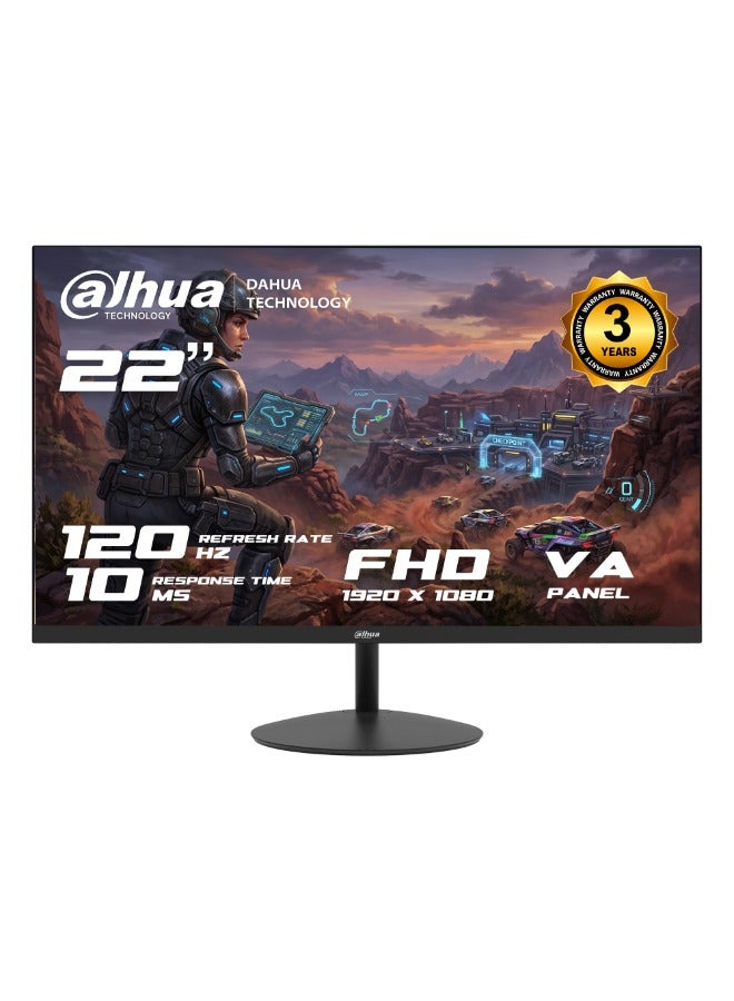 Dahua 22-Inch VA Full HD 1080p 120Hz Borderless Monitor With HDMI, VGA, 3 Years Dahua Manufacturer Warranty - (LM22-A200Y) Black Black - Image 1