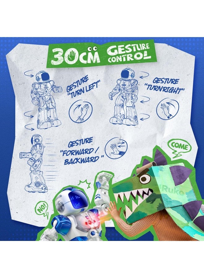 RUKO 6088 Programmable Robot With App Control, Remote Control, Gesture Sensing Control, Rechargeable Robots Toys For Boys And Girls, Interactive Emoji Led Eyes, Qa Games For 3 4 5 6 Years Kids, Blue - Image 5